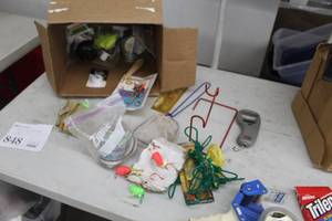 lot 848 image: Lot of (1 Box) Misc. Fishing Gear - Fishing Line, Fish Scale, Fishing Net