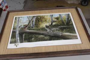 lot 883 image: As Seasons Change - Ruffed Grouse by Ron Van Glider #109500 Signed&Numbered Print , Wood FrameTriple Matte