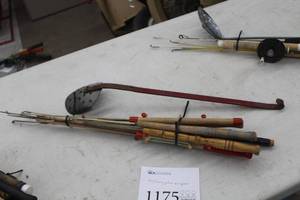 lot 1175 image: Lot of (9) Ice Fishing Poles with Spoon