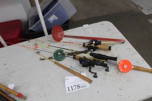 lot 1178 image: Lot of (9) Ice Fishing Poles with Spoon