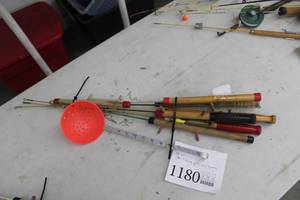 lot 1180 image: Lot of (8) Ice Fishing Poles with Spoon