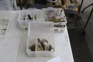 lot 1158 image: Lot of (3) 7 Plastic Tackle Boxes with Misc. Tackle