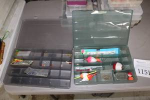 lot 1151 image: Lot of (2) Plastic Tackle Boxes with Misc. Tackle