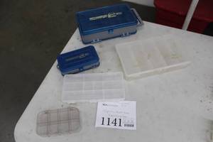lot 1141 image: Lot of (5) Plastic Tackle Boxes