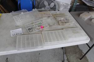 lot 1145 image: Lot of (7) Plastic Tackle Boxes with Misc. Tackle