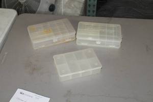 lot 1143 image: Lot of (3) Plastic Tackle Boxes