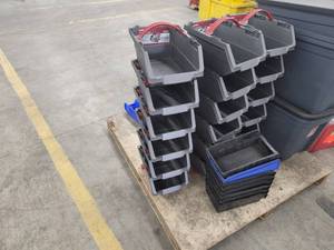 lot 105 image: Lot of (6) Husky Plastic Large Stackable Click Bins