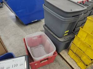 lot 111 image: Lot of (6) Plastic Storage Bins with (2) Lids