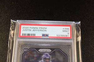 lot 20 image: 2020 Prizm Justin Jefferson #398 Rookie Card PSA 9