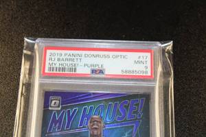 lot 30 image: 2019-20 Donruss Optic My House Purple Prizm RJ Barrett #17 PSA 9