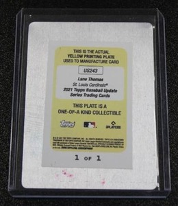 lot 37 image: 2021 Topps Update Lane Thomas #US 243 Yellow Printing Plate 11  Only 1 Exist