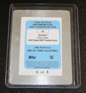 lot 38 image: 2016 Topps WWE Christian #59 Cyan Printing Plate 11  Only 1 Exist