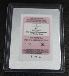 lot 39 image: 2019 Topps WWE Smackdown Ali #3 Magenta Printing Plate 11  Only 1 Exist