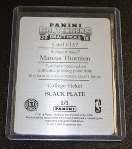lot 40 image: 2015-16 Contenders Marcus Thornton #157 Rookie Autograph Black Printing Plate 11  Only 1 Exist