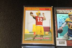 lot 49 image: Aaron Rodgers Football Card Lot  6 Cards w 2005 Bazooka Gold Rookie Card