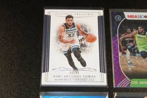 lot 50 image: Karl Anthony Towns Basketball Card Lot  6 Cards w 2018-19 National Treasures 8099