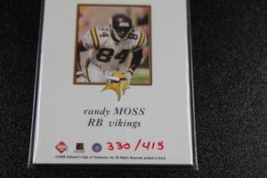 lot 65 image: 1999 Collectors Edge Game Gear Football Relic Randy Moss 330415  Only 415 Exist