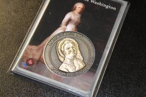 lot 90 image: 2022 Historic Autograph Company Martha Custis Washington Medallion Relic