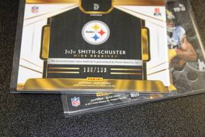 lot 117 image: JuJu Smith Schuster Jersey Relic Football Card Lot  2 Jersey Cards