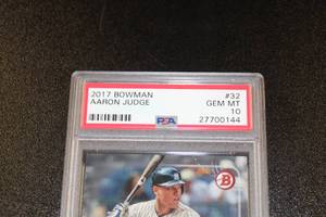 lot 140 image: 2017 Bowman Aaron Judge #32 PSA 10