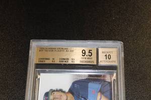 lot 149 image: 2004 Bowman Sterling Jersey Autograph Trevor Plouffe #TP Rookie Card BGS 9.5