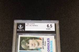 lot 150 image: 1982 Topps Cal Ripken Jr. #21 Rookie Card BGS 6.5