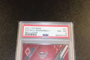 lot 189 image: 2021 Phoenix Red Lazer Patrick Mahomes #57 PSA 8 63285  Only 285 Exist