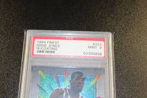 lot 193 image: 1994-95 Finest Eddie Jones #323 w Coating Rookie Card PSA 9