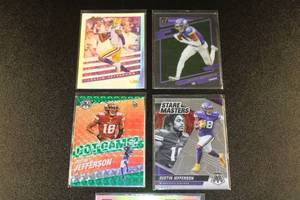 lot 201 image: Justin Jefferson Football Card Lot  5 Cards w 1 Rookie Card