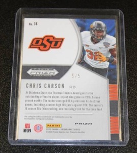 lot 206 image: 2020 Prizm Draft Picks Gold Vinyl Prizm Chris Carson #14 55  Only 5 Exist