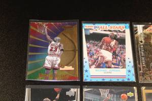 lot 213 image: Michael Jordan Basketball Card Lot  9 Cards Features 1997 Bowmans Best Performance & 1994 SC Members #20
