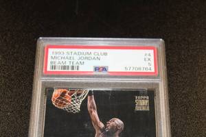 lot 228 image: 1993-94 Stadium Club Beam Team Michael Jordan #4 PSA 5