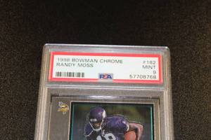 lot 233 image: 1998 Bowman Chrome Randy Moss #182 Rookie Card PSA 9