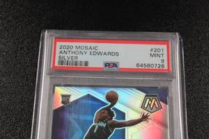 lot 240 image: 2020-21 Mosaic Silver Prizm Anthony Edwards #201 Rookie Card PSA 9