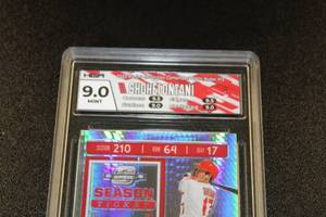 lot 244 image: 2020 Contenders Optic Hyper Silver Prizm Shohei Ohtani #13 HGA 9 114299  Only 299 Exist