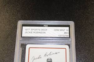 lot 292 image: 1977 Sports Deck Playing Card Jackie Robinson #6H FGS 10