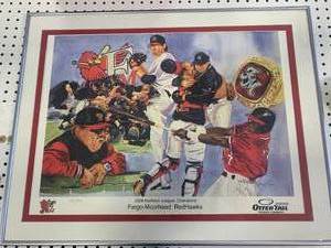 Fargo RedHawks Numbered Framed Print 22 X 28