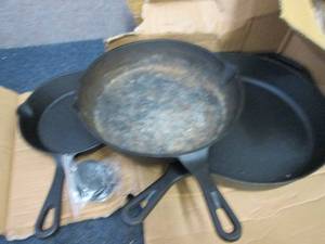 3 Cast Iron Skillets- one used...