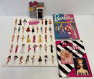 Group Of Misc. Barbie Books And Keychain