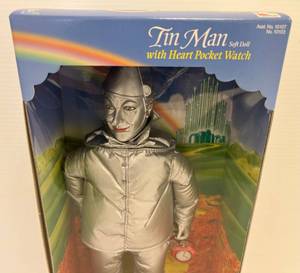 1998 Warner Brothers Toy The Wizard Of Oz (Yellow Brick Road Collection) Soft Doll Cowardly (Tin Man) With Heart Pocket Watch NIB