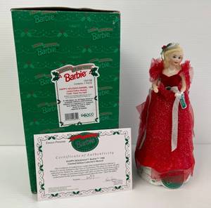 1995 Enesco Happy Holidays Barbie, 1988 Limited Edition Musical Tune  Deck The Halls