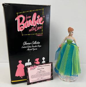 1994 Enesco From Barbie With Love Glamour Collection Limited Edition Porcelain Bisque Musical Figure ( Senior Prom, 1963 Musical Figurine Plays The Tune  My Girl   NIB