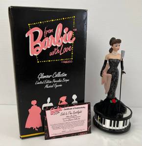 1995 Enesco From Barbie With Love Glamour Collection Limited Edition Porcelain Bisque Musical Figure ( Solo In The Spotlight, 1960- Brunette Special Limited Edition  Musical Figurine Plays The Tune   Turn Around   NIB