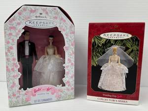Group Of Hallmark Keepsake Ornaments ( Barbie And Ken Wedding Day & Wedding Day Barbie) NIB