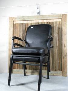 Alera� Oversize Stack Chair with Arms, Black Anitmicrobial Vinyl Upholstery, 2Carton