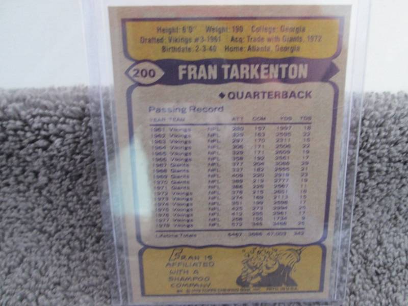 115. 1979 Topps Fran Tarkenton Card...
