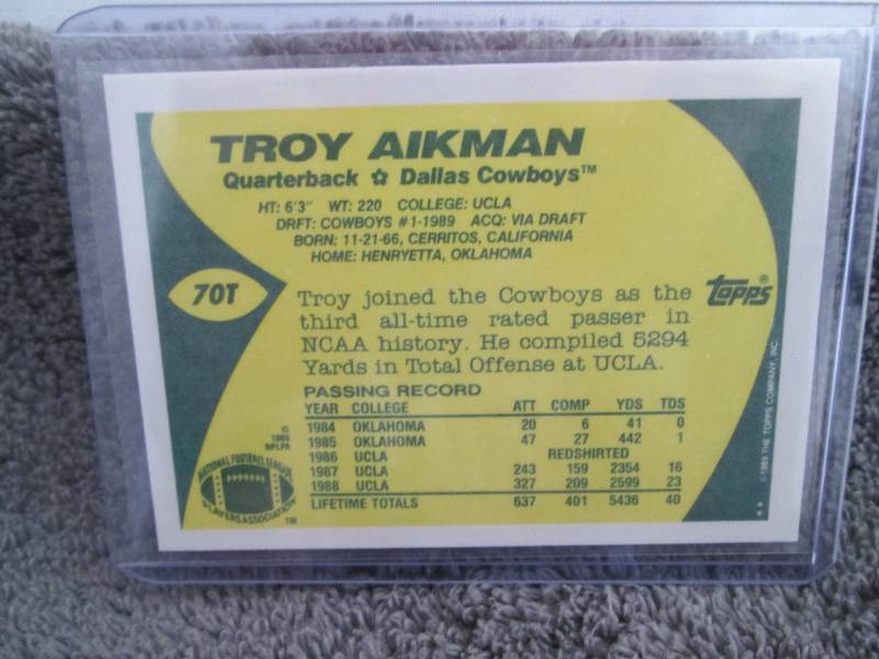78. 1989 Topps Troy Aikman Rookie C...
