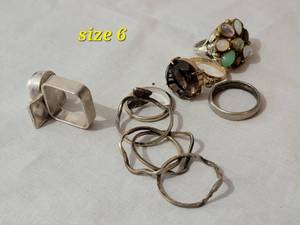 lot 32D image: 10K Gemstone  Sterling Gemstone  Pearl Rings  size 6