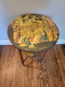 lot 87 image: Unique Renaissance Accent Table - Angelicos Adoration of the Magi