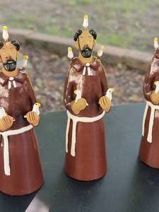 lot 132 image: Playful Brazilian Clay Monk Sculptures